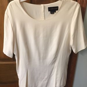 Silk short-sleeve blouse; off white. Large. Nordstrom Classique Entier